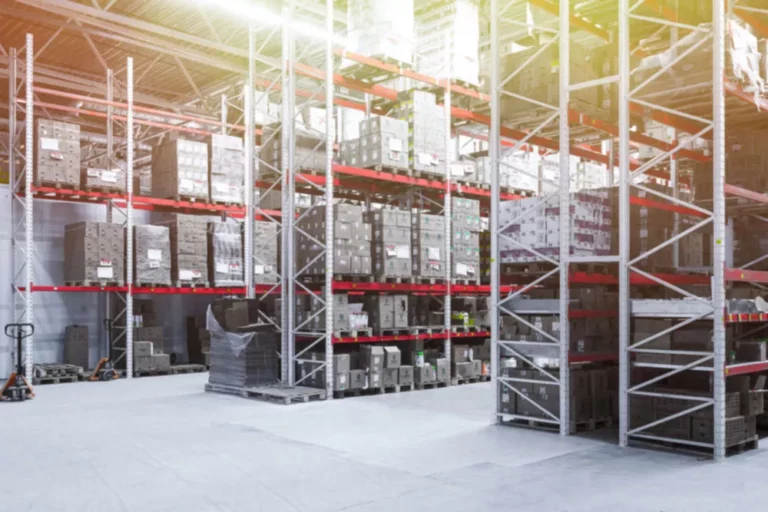storage point for goods on racks large space