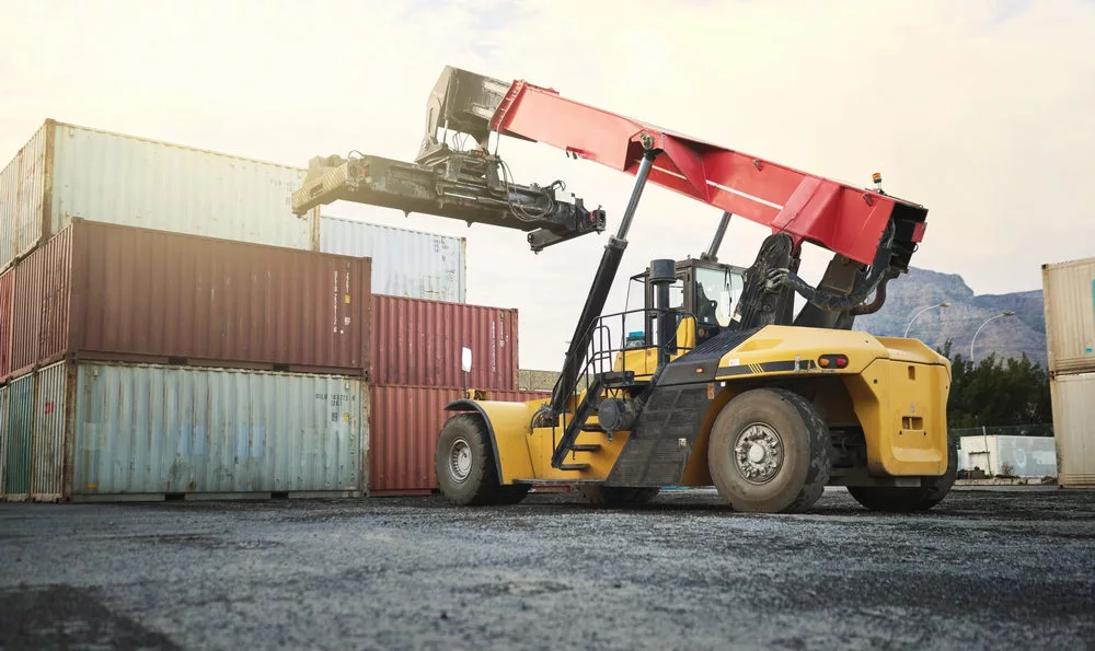 shipping container logistics crane truck and supply chain distribution